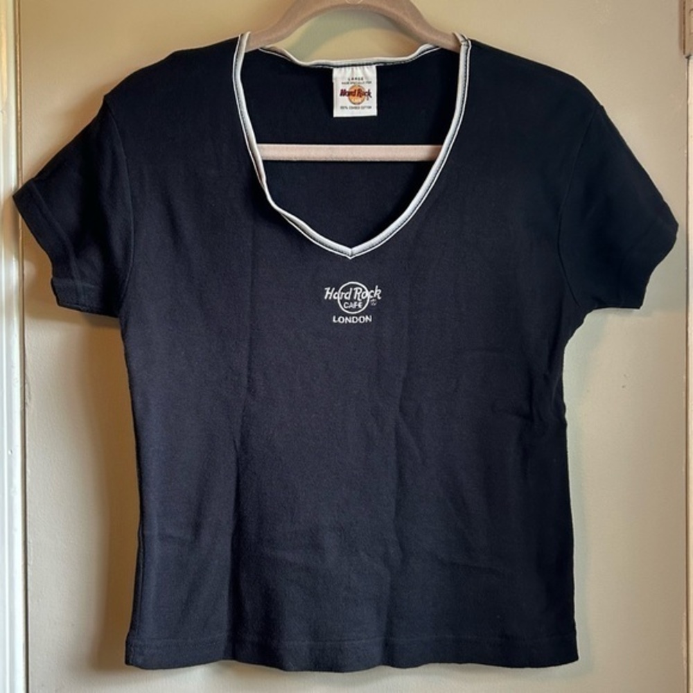 Vintage Hard Rock Cafe London England Black Women’s Short Sleeve Cotton Tee Sz L